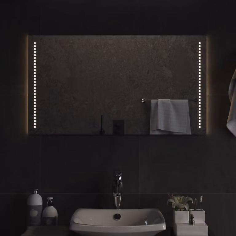 vidaXL Specchio da Bagno con Luci LED, Design Moderno, L 90 cm x H 50 cm