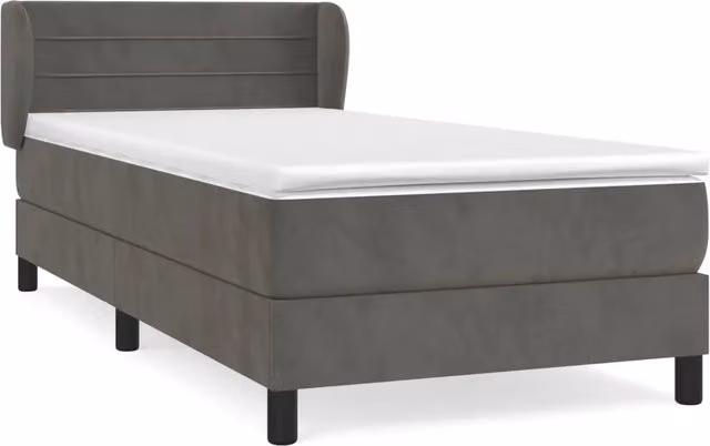 Letto singolo | Letto per adulti | Giroletto a Molle con Materasso Grigio Scuro 80x200 cm Velluto