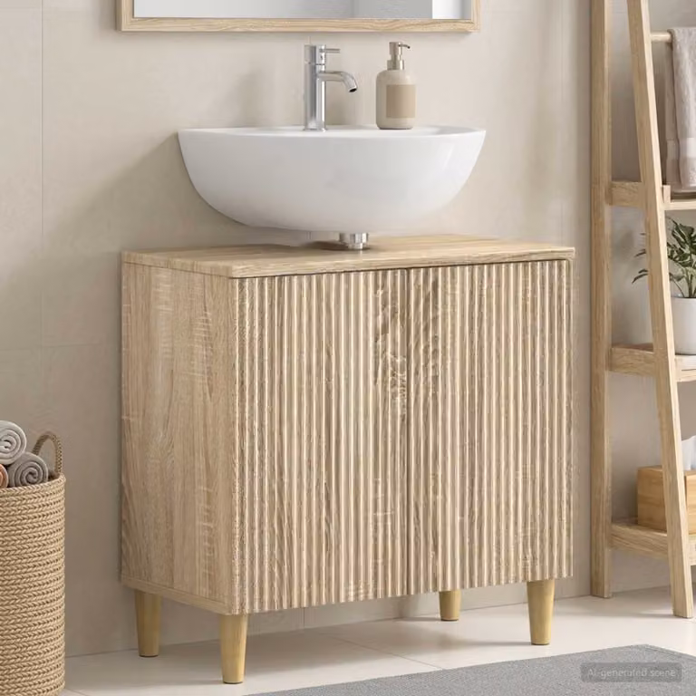 Armadio per lavabo da bagno vidaXL ARNHEM Rovere Sonoma, moderno, marrone opaco