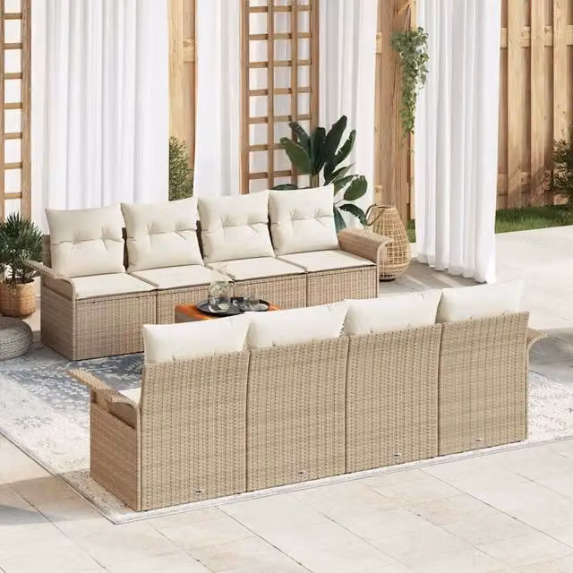 Set Divano da Giardino 9 pz Beige polyrattan 3347302