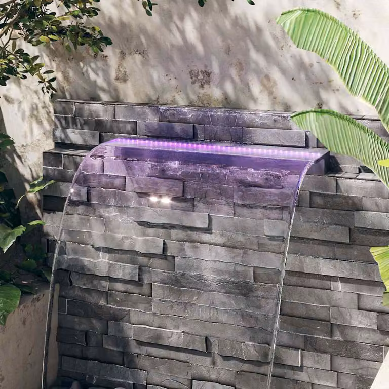 vidaXL Sfioratore a Cascata con LED RGB in Acrilico, Grigio e Trasparente, L: 90 cm