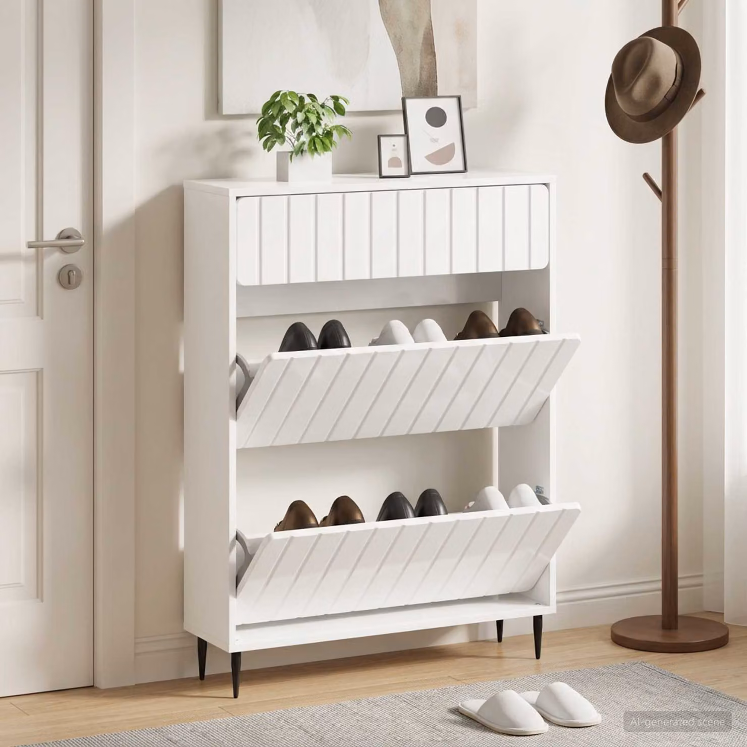 Mobile porta scarpe ZWOLLE vidaXL bianco lucido L 78 x P 24 x H 103 cm