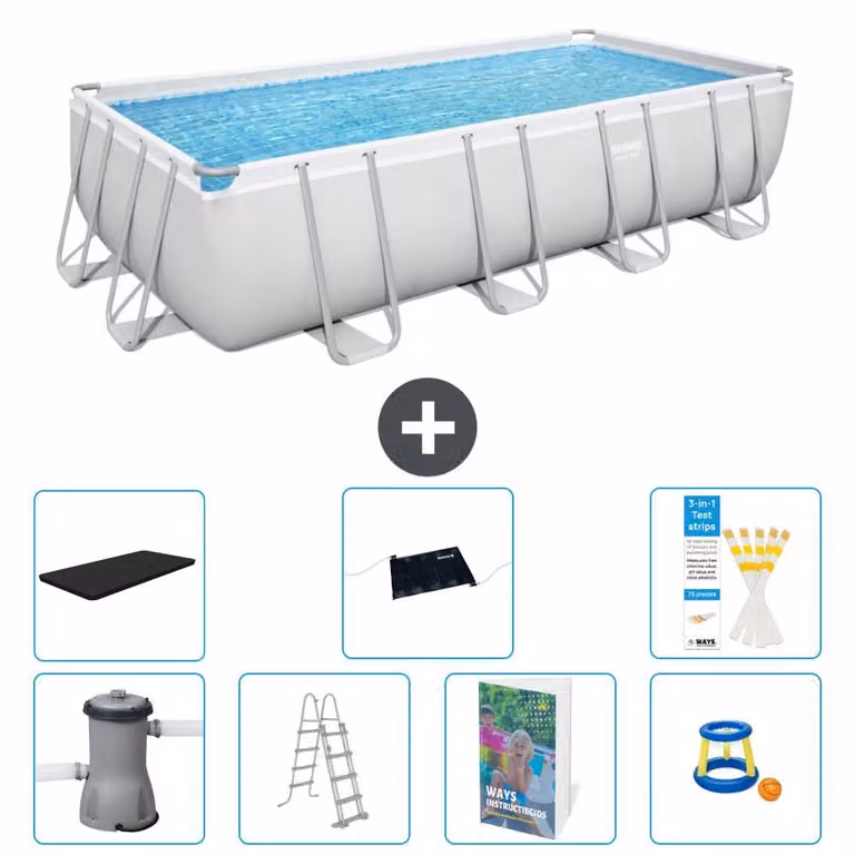 Bestway Power Steel, piscina rettangolare - 488x244x122 cm - composta da 6 parti, modello S559