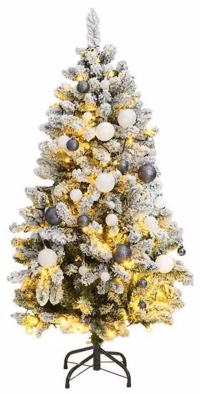 Albero di Natale artificiale, altezza 120 cm, con effetto neve - Albero di Natale pieghevole da pavimento