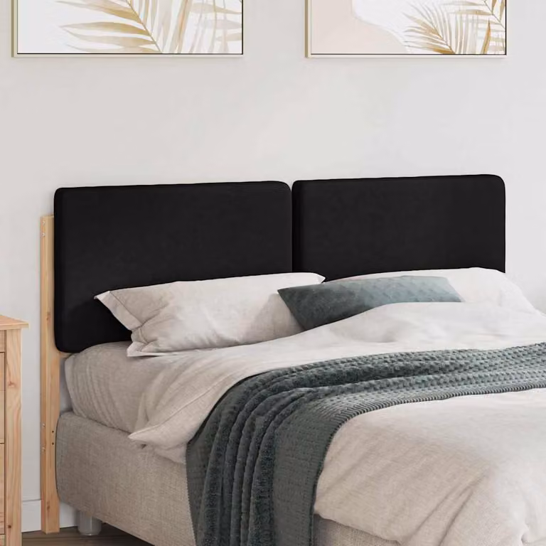 Testiera imbottita moderna vidaXL in pino massello, Marrone e Nero, L: 125,5 cm