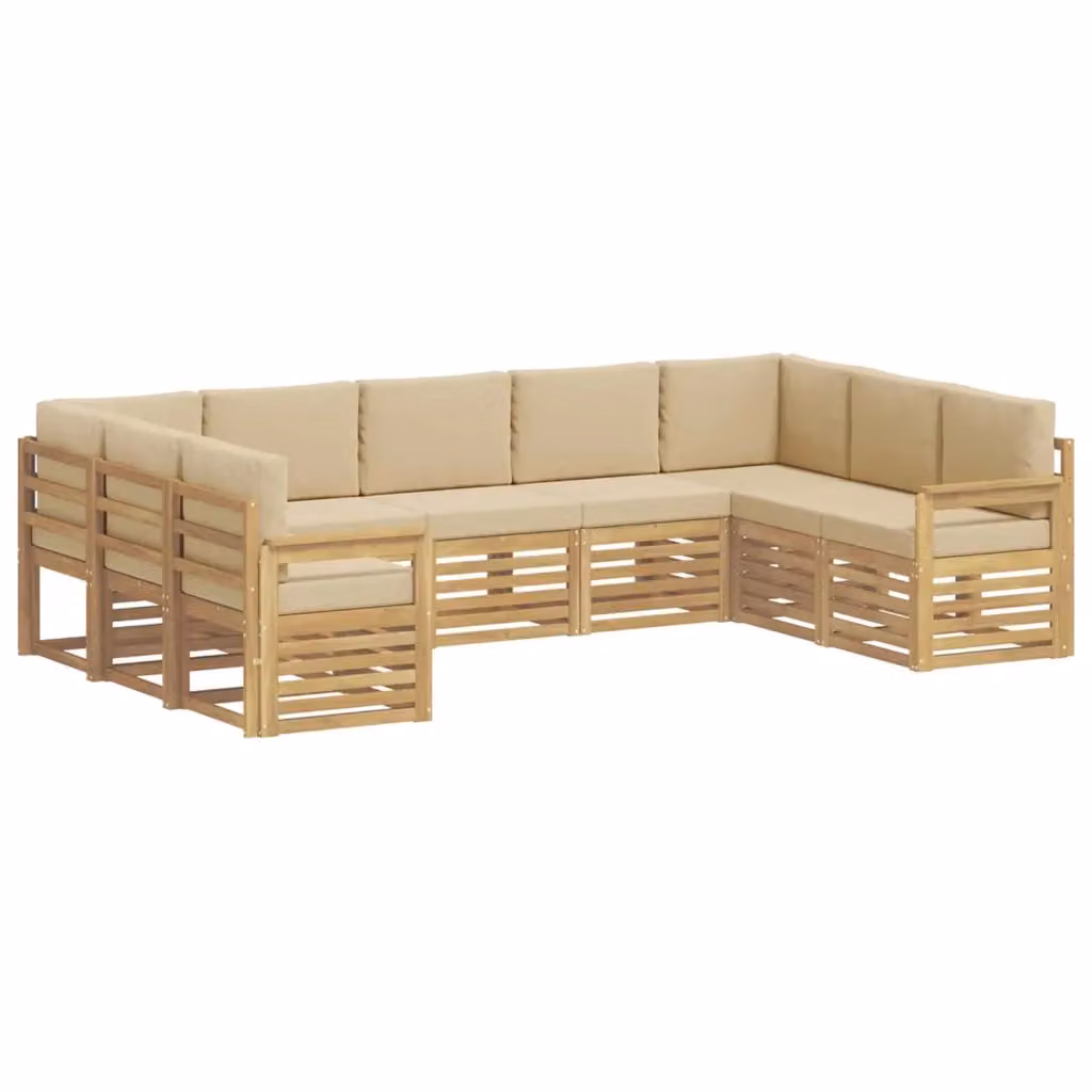 Set di divani da esterno vidaXL in legno di acacia con cuscini bianchi e beige – 2