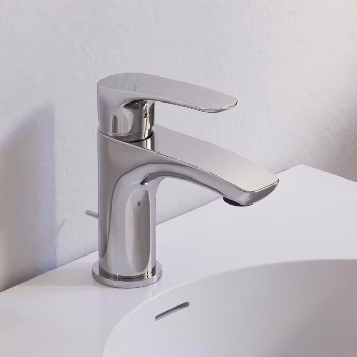 Miscelatore monocomando per lavabo Kronenbach Rivara, con piletta di scarico a tirante da 1 1/4, a risparmio idrico