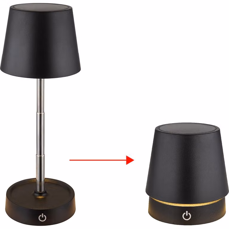 Lampada da tavolo a LED, touch dimmer, batteria ricaricabile, regolabile in altezza, H 28 cm