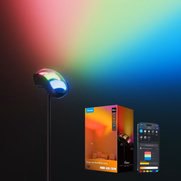 Lampada da terra a LED, con 3 zone di illuminazione, compatibile con Matter e Alexa, 77 scene preimpostate, sincronizzazione musicale, altezza 170 cm, colore nero