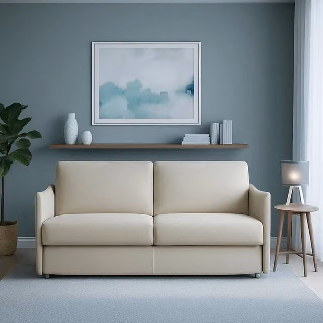 Divano 3 posti Severo DMORA in tessuto beige con coperture sfoderabili Made in Italy L: 200 cm, P: 95 cm – 1