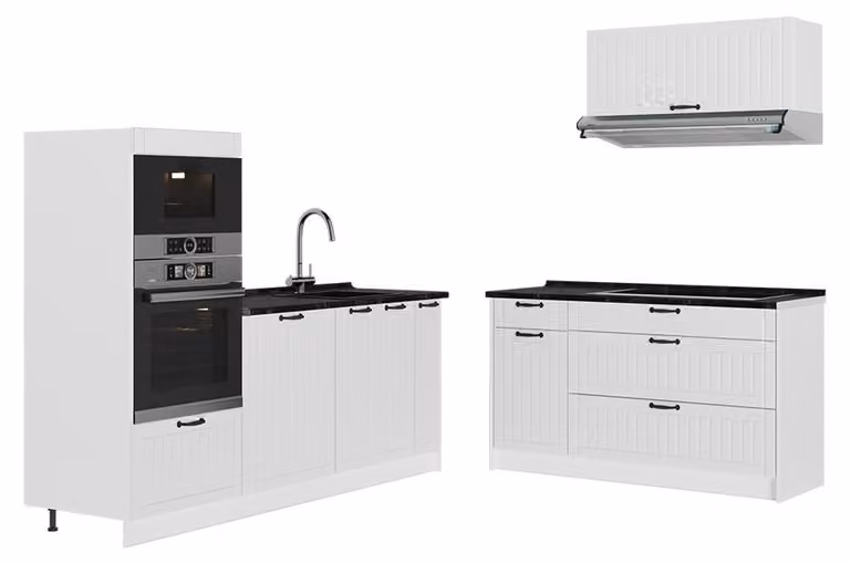 Cucina Vicco Fame-Line Bianco rustico/Bianco 340 cm, PL Antracite, Model 63945
