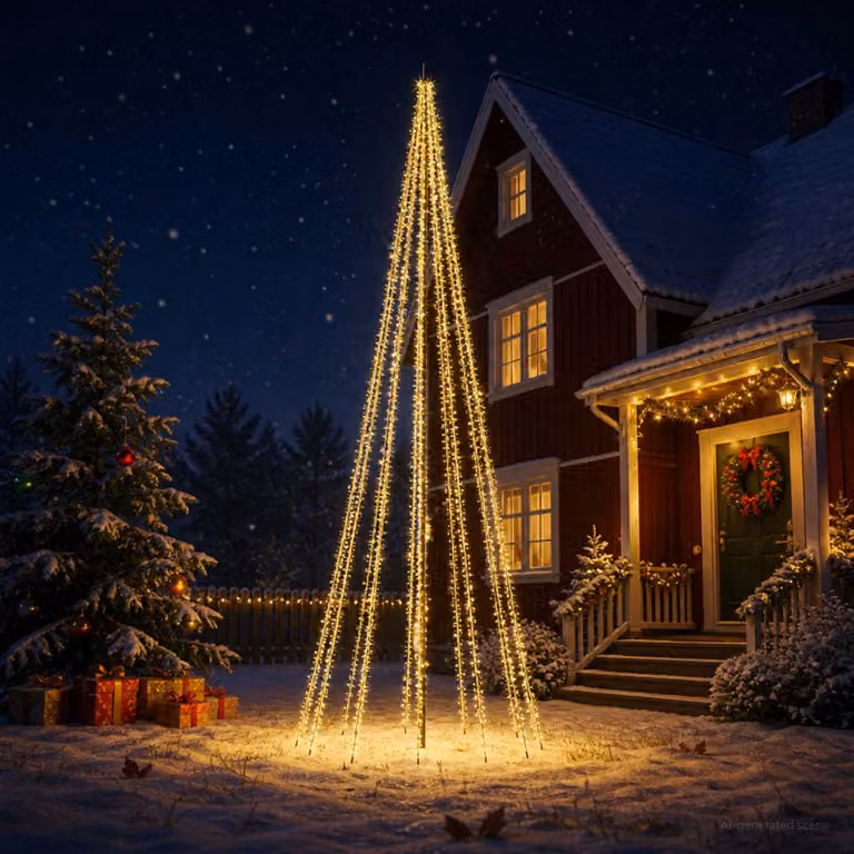 vidaXL Albero di Natale LED 385 cm 2460 LED Bianco caldo Acciaio Nero