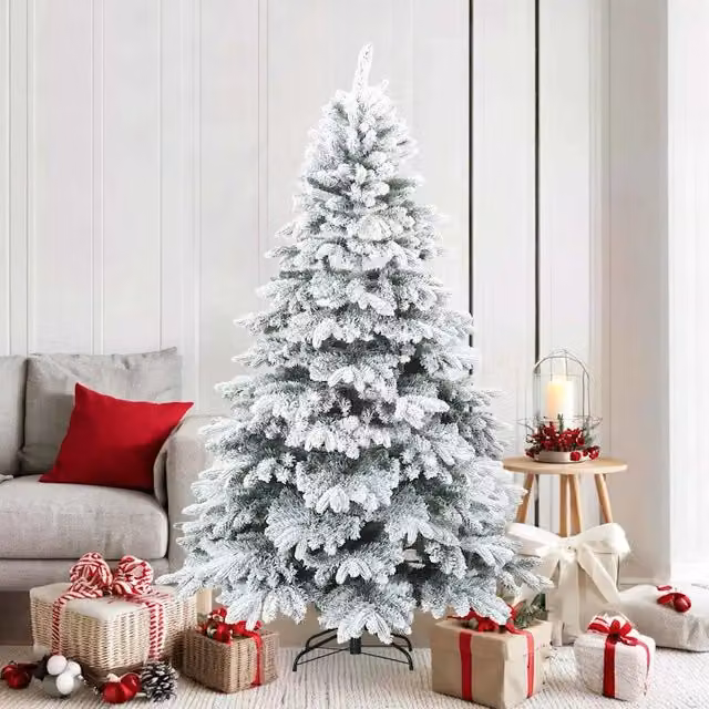 Albero di Natale artificiale snodato vidaXL bianco con effetto neve, Altezza: 180 cm