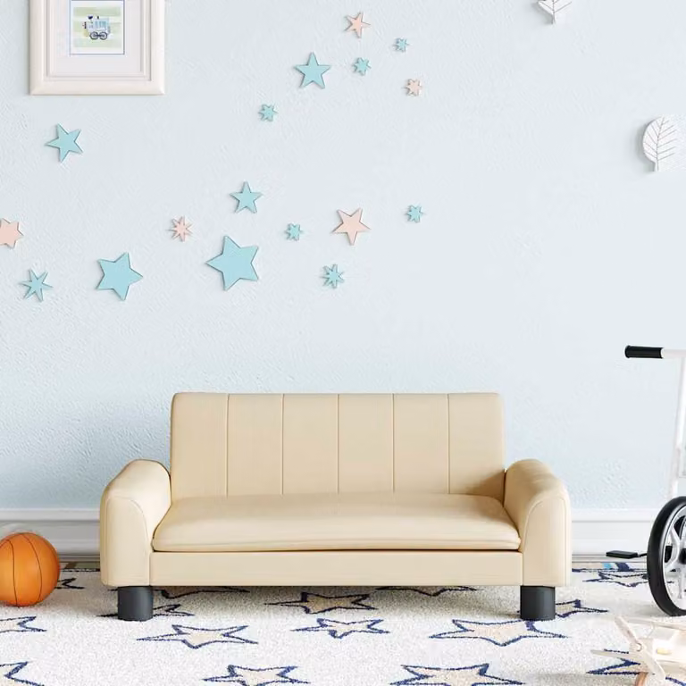 vidaXL Divano per bambini in tessuto beige L: 70 cm, P: 45 cm, H: 30 cm