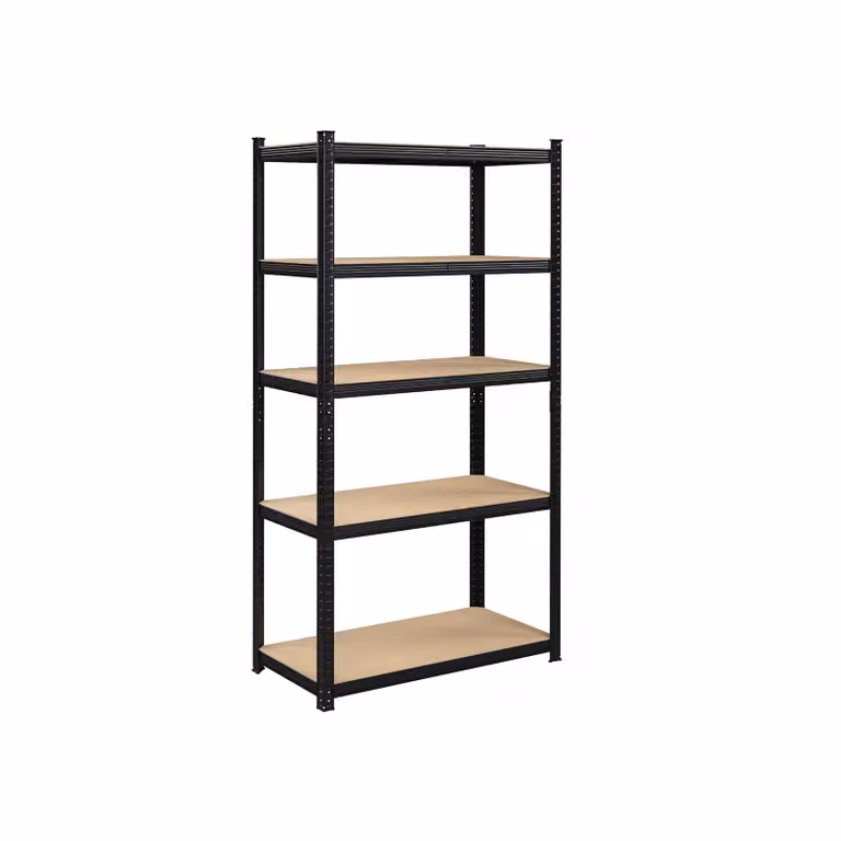 Scaffalatura a 5 Ripiani Regolabili per Garage, Nero / （5 Ripiani）40 x 90 x 180 cm
