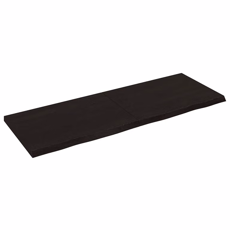 Piano Tavolo in Rovere Massello con Bordo Naturale vidaXL, Marrone e Nero, L: 140 cm, P: 50 cm, H: 2-4 cm