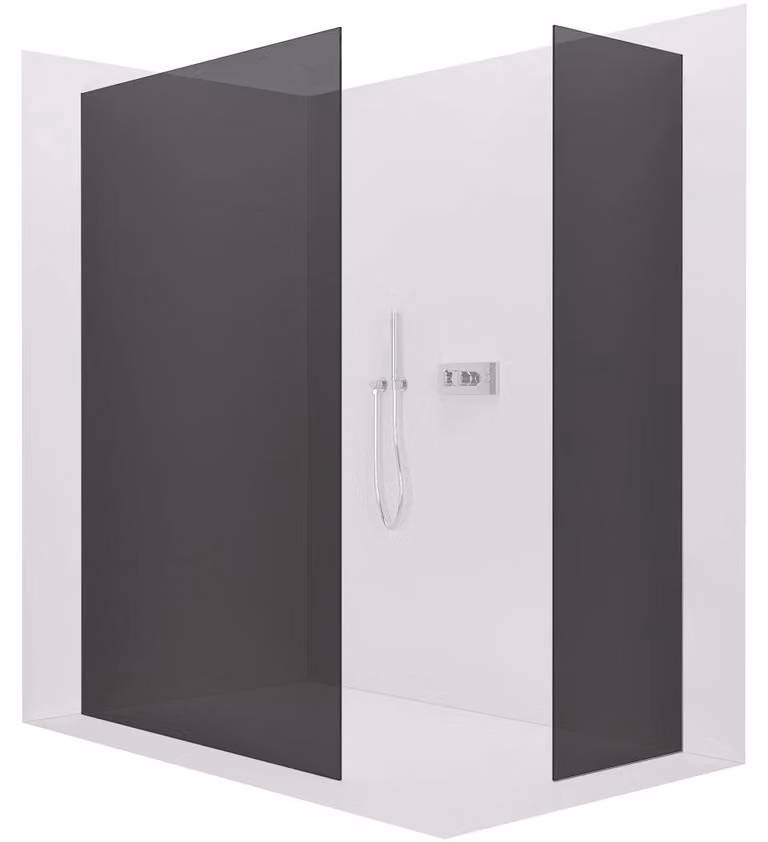 CERANO - Box doccia Walk-in Crystal T L/P - 10 mm - sistema senza montanti - cromo, vetro grafite - 110x90x200 cm