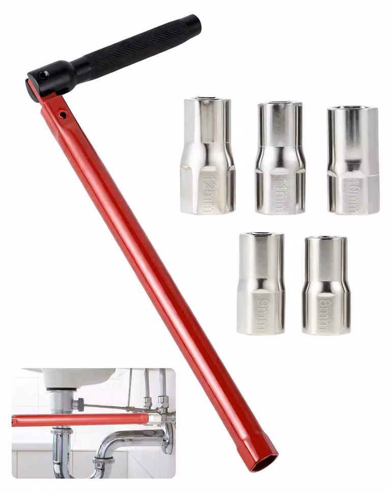 Chiave per rubinetti - Chiave per lavabo - 8-12 mm - Acciaio inossidabile - Testa orientabile