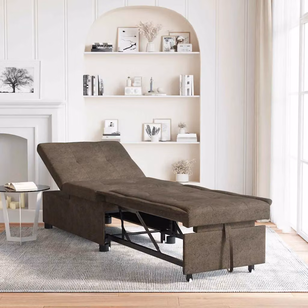 Divano letto vidaXL in tessuto Grigio scuro e Marrone L: 194 cm, P: 67 cm, H: 82 cm