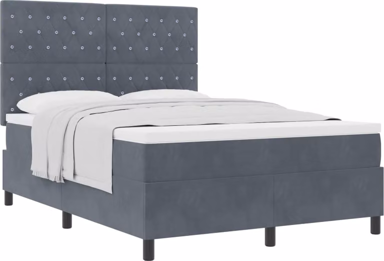 SYFAX™ Letto a molle con materasso Grigio scuro 140 x 190 cm Tessuto