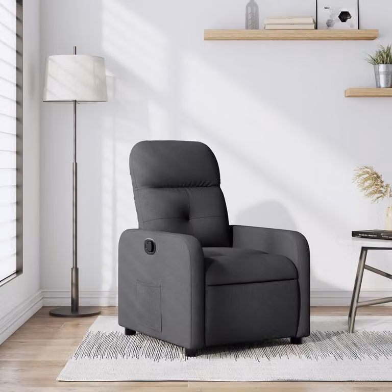 vidaXL Poltrona Reclinabile Relax in Tessuto Grigio con Braccioli e Reclinazione Manuale