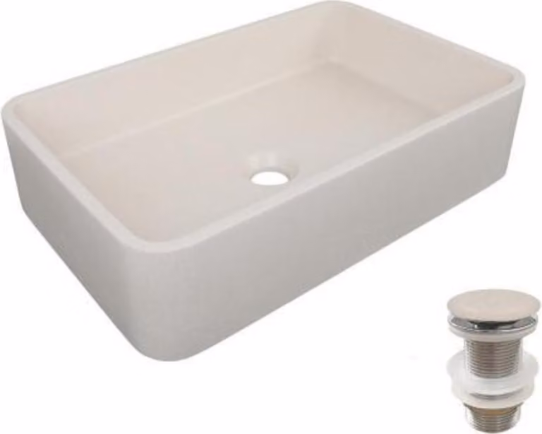 Lavabo da appoggio rettangolare 50x32,5cm + piletta SANDY