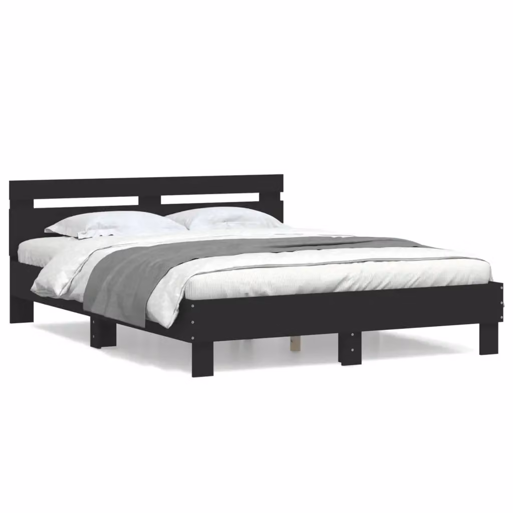 vidaXL Giroletto con Testiera Nero in Legno Multistrato L/P/H: 200 x 140 x 145 cm – 2