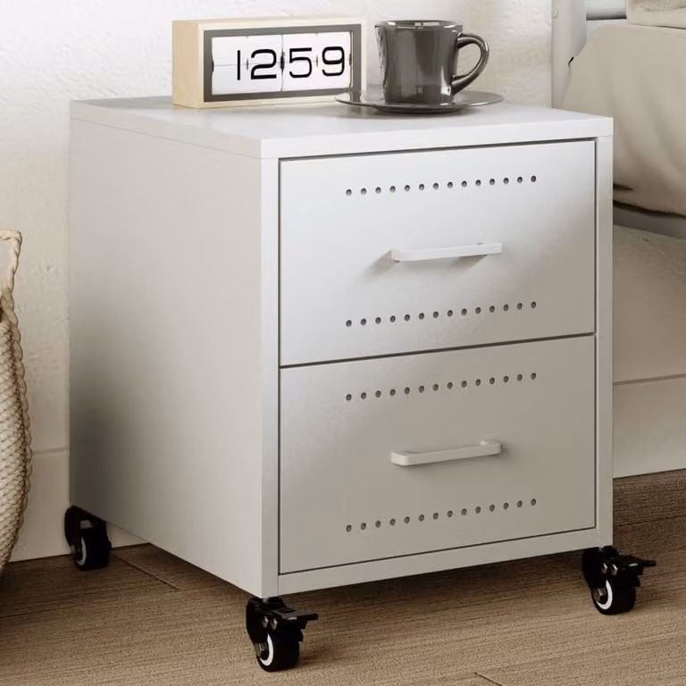 Comodino moderno vidaXL in metallo bianco L: 36 cm, P: 39 cm, H: 43,5 cm
