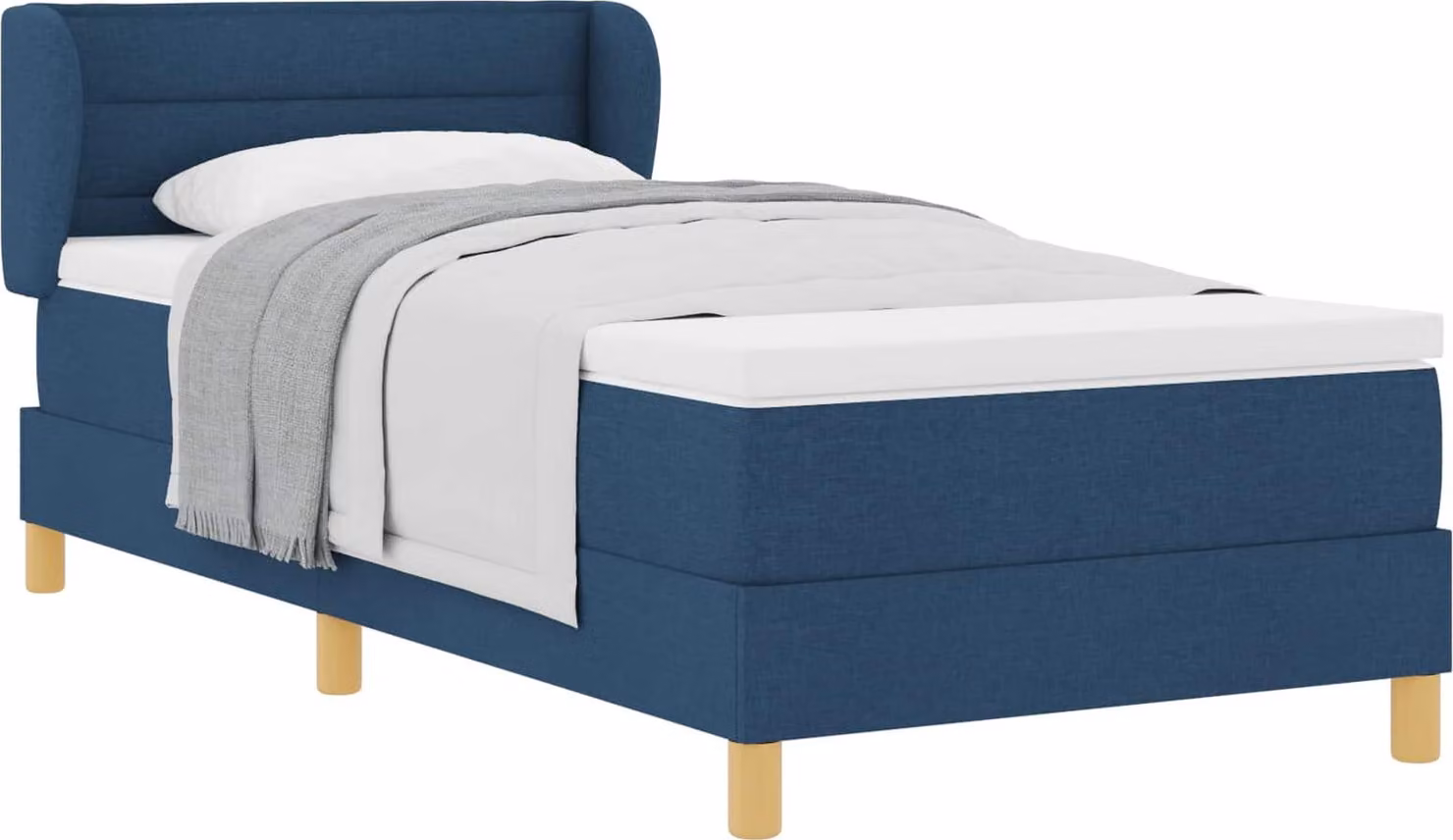 Letto a molle con materasso Blu 90 x 190 cm Tessuto