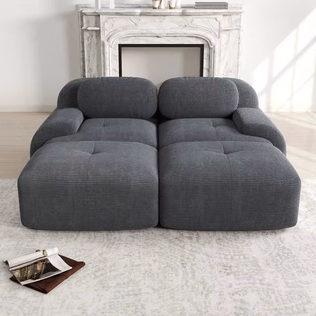 Divano 2 posti ¨C Minimal ¨C Grigio, con braccioli, imbottito, ergonomico, modulare, compatibile con chaise longue