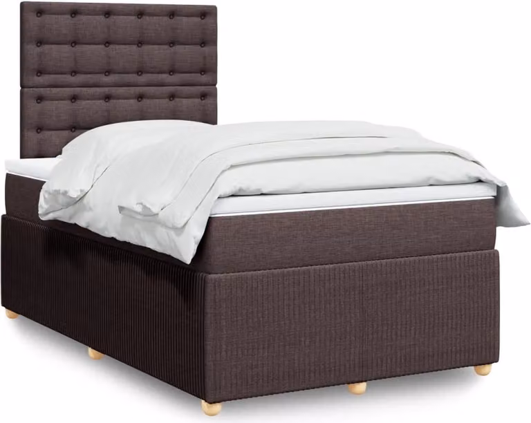 Maison Exclusive - Letto boxspring con materasso marrone scuro 120x200 cm tessuto