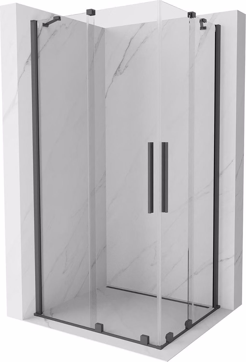 Mexen Velar Duo cabina doccia scorrevole 100 x 90 cm, trasparente, grigio canna di fucile spazzolato - 871-100-090-02-66