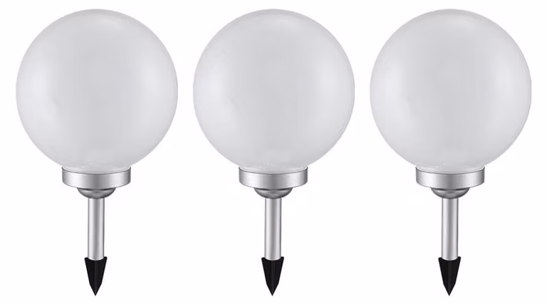 set di 3 lampade a LED a globo solare a innesto, diametro 20 cm