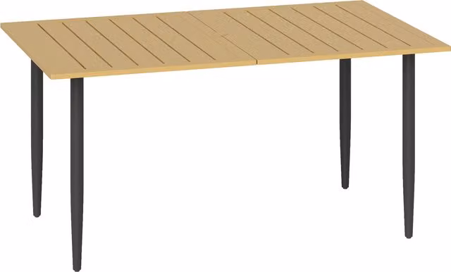 Tavolo da giardino Outsunny in acciaio marrone con foro per ombrellone, L: 150 cm, P: 90 cm, H: 73 cm