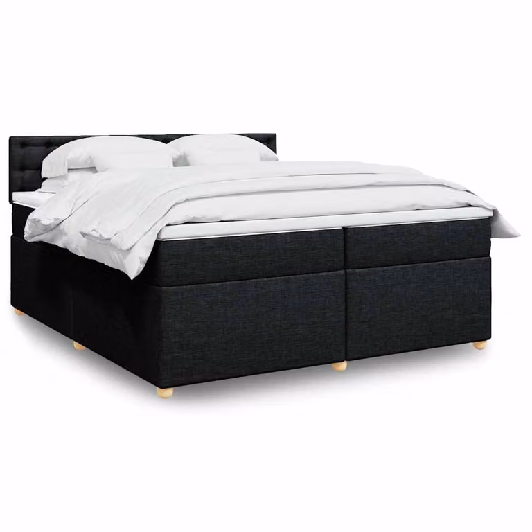 vidaXL Giroletto a Molle Ibrido con Materasso in Tessuto Nero 200x200 cm