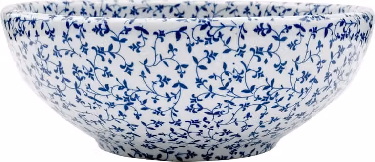 Lavabo da Appoggio Bianco e Blu Rotondo Φ41x14 cm Vetroceramica