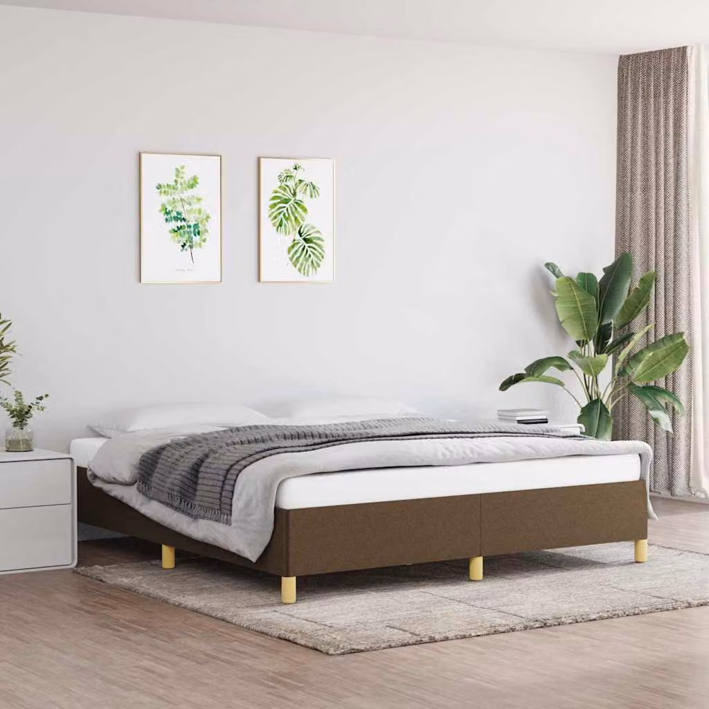 vidaXL Giroletto senza Materasso in Tessuto Marrone Scuro L 180 x P 200 cm