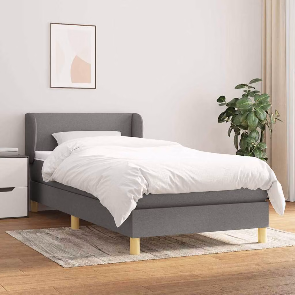 vidaXL Giroletto a Molle con Materasso Ibrido in Tessuto Grigio e Bianco L/P/H: 200 x 80 x 30 cm – 1