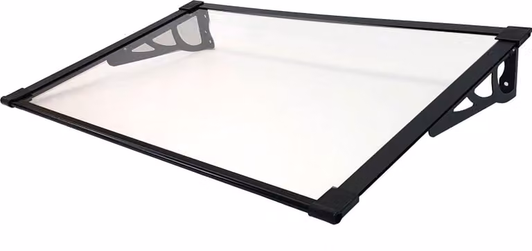 Tettoia in alluminio II 145 x 90 cm nera Tettoia per porta d'ingresso Tettoia per porta d'ingresso in plastica