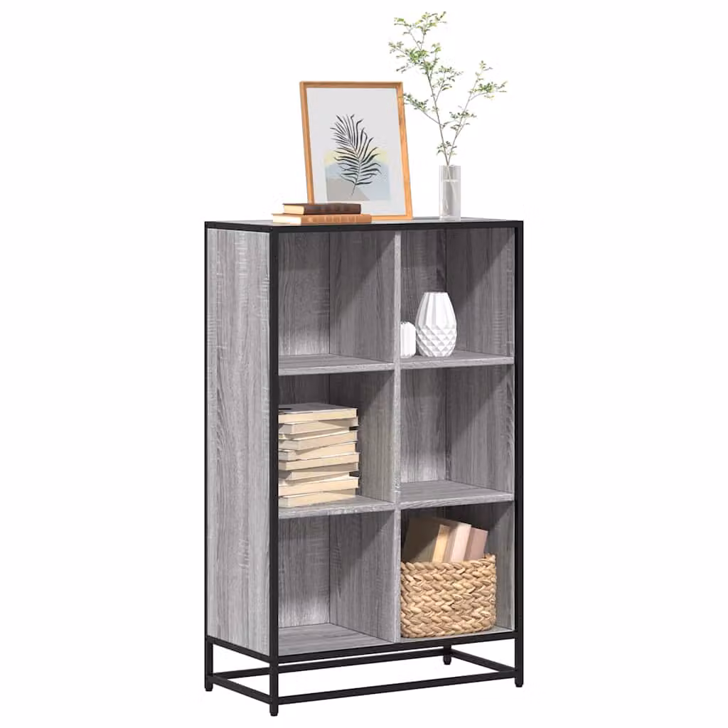 Libreria moderna vidaXL in legno e MDF Grigio, L 65,5 cm x P 33 cm x H 107,5 cm