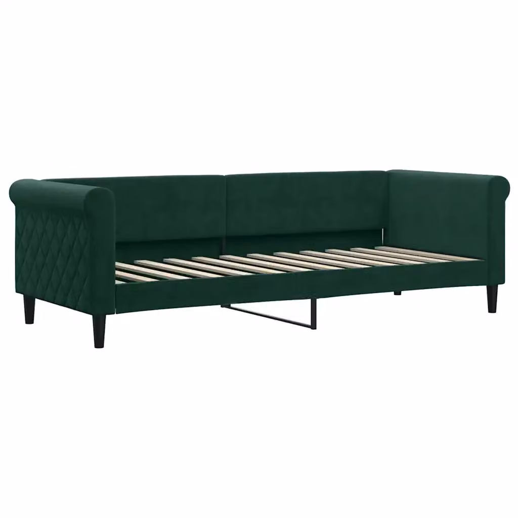 Letto da giorno verde vidaXL con struttura in metallo, legno e telaio imbottito L: 229 cm, P: 90 cm, H: 68 cm – 2