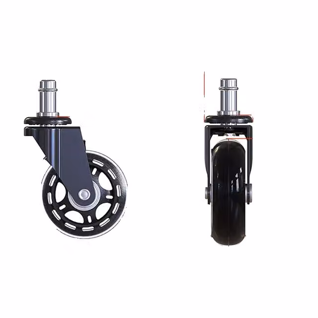 Ruote per sedie da ufficio, montaggio universale, design girevole, 3 pollici, diametro maniglia 11 mm