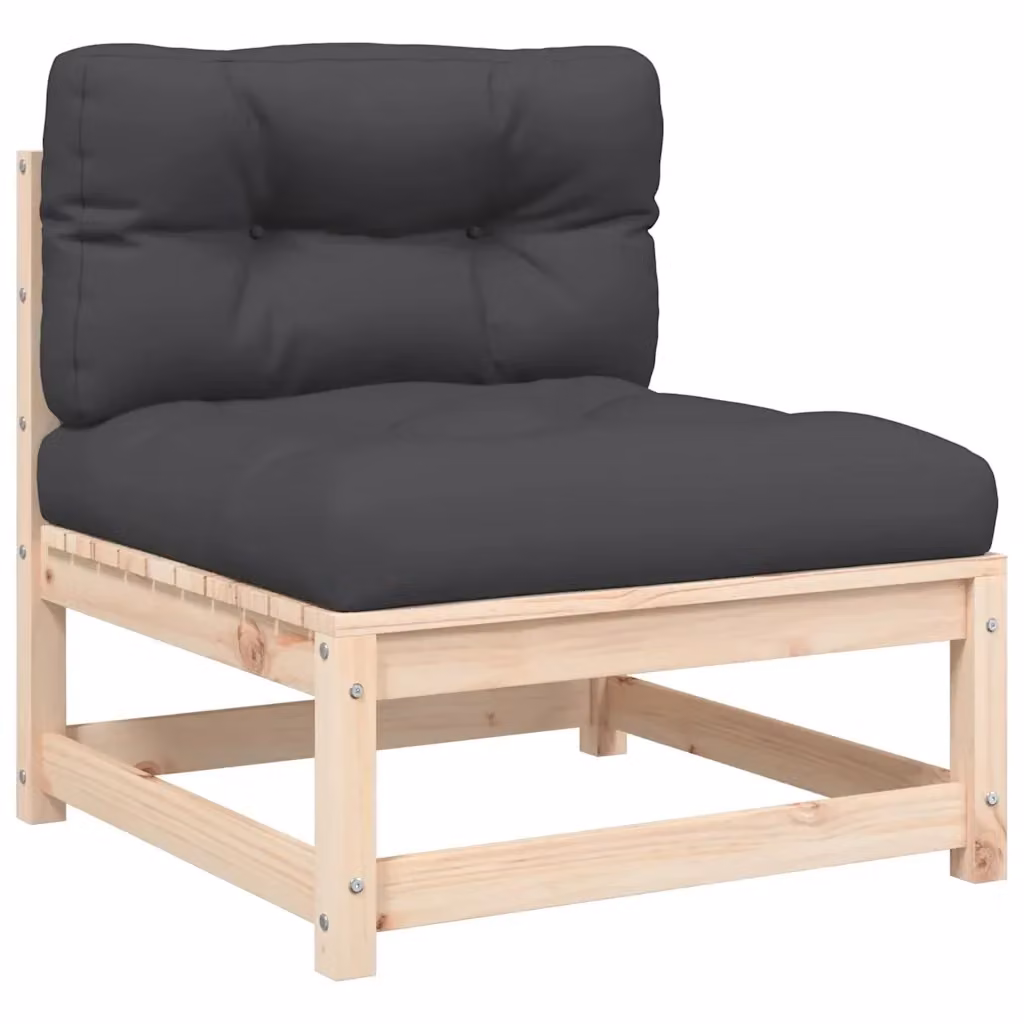 Divano da giardino Design Mania in legno massello di pino con cuscini imbottiti in tessuto grigio antracite – 2