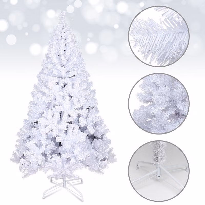 Jopassy Albero di Natale Artificiale Albero di Natale in PVC con aghi in metallo ideale per la casa, l'ufficio e i negozi 180 cm Bianco