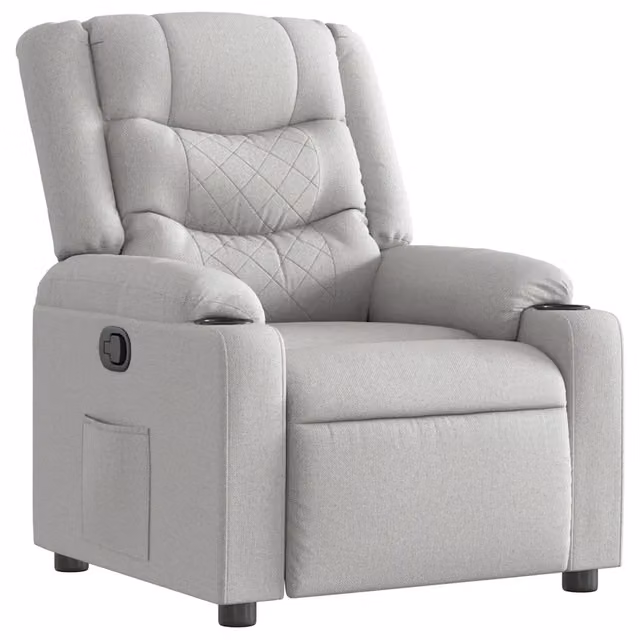 Poltrona | Sedia Relax Reclinabile in Tessuto Grigio Nuvola