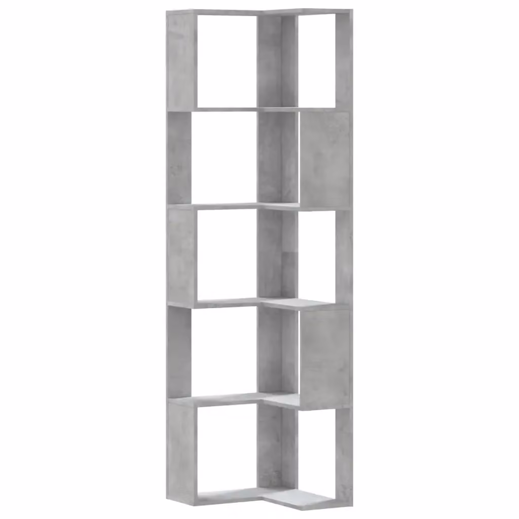 Libreria Angolare Design Mania con 5 Ripiani in Legno Grigio Cemento L/P/H: 50 x 50 x 179 cm – 2