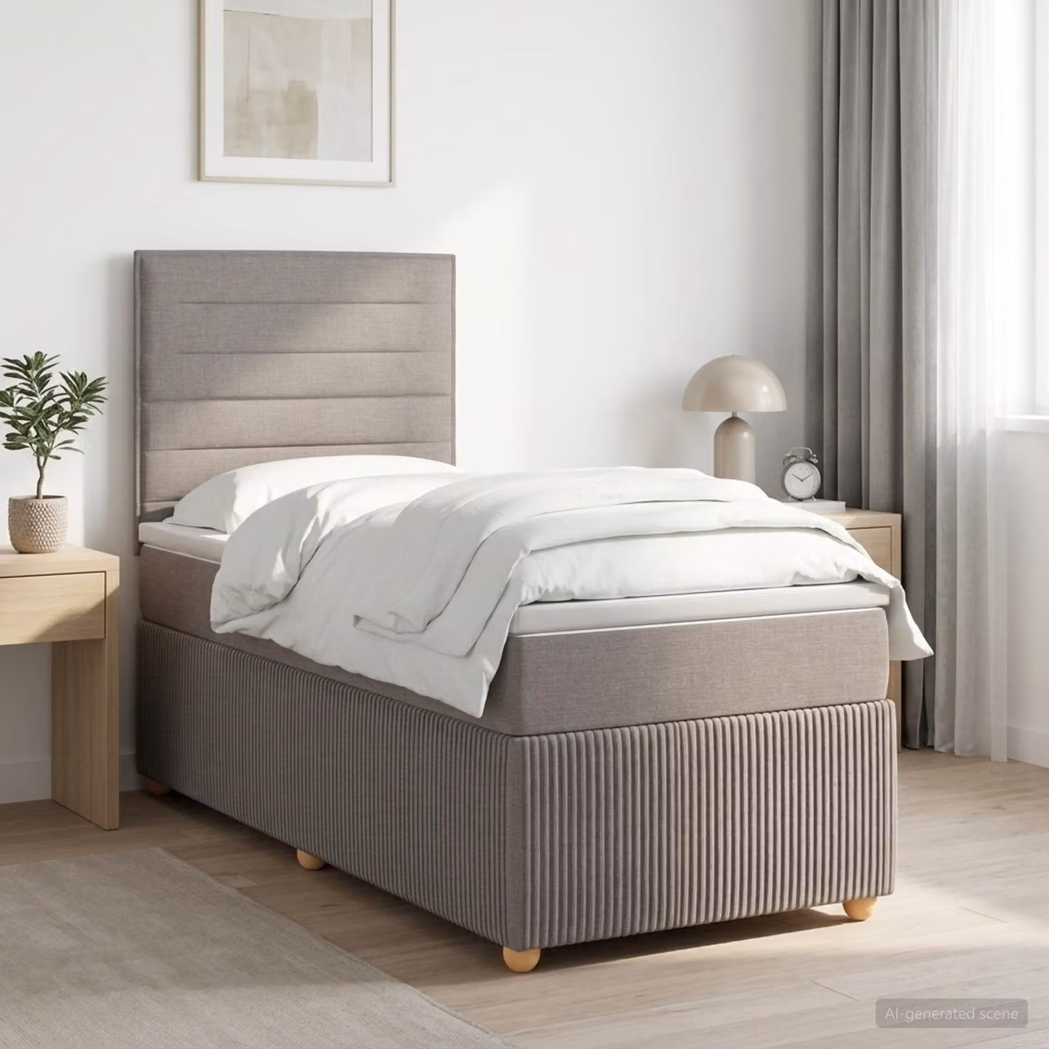 Letto box spring con materasso vidaXL in tessuto color tortora, L/P: 80 x 200 cm