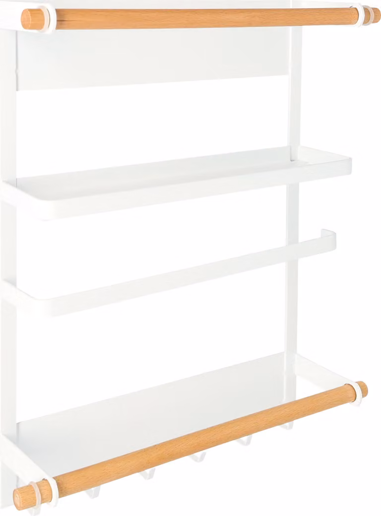 QUVIO Scaffale da cucina magnetico in metallo - Scaffale da cucina per erbe, asciugamani e cucchiai da portata - Bianco