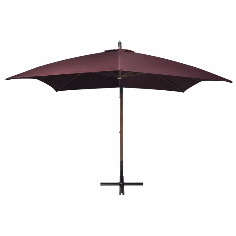 vidaXL Ombrello semaforo con palo rosso Bordeaux 3x3 m in legno massiccio di abete