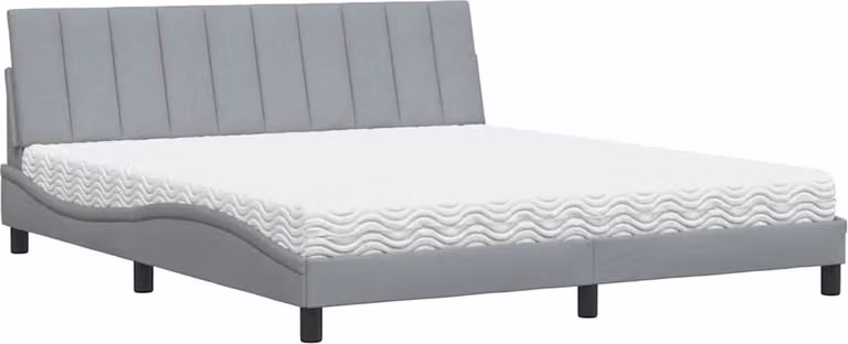 Letto con Materasso Hanko Grigio Chiaro180x200 cm Tessuto